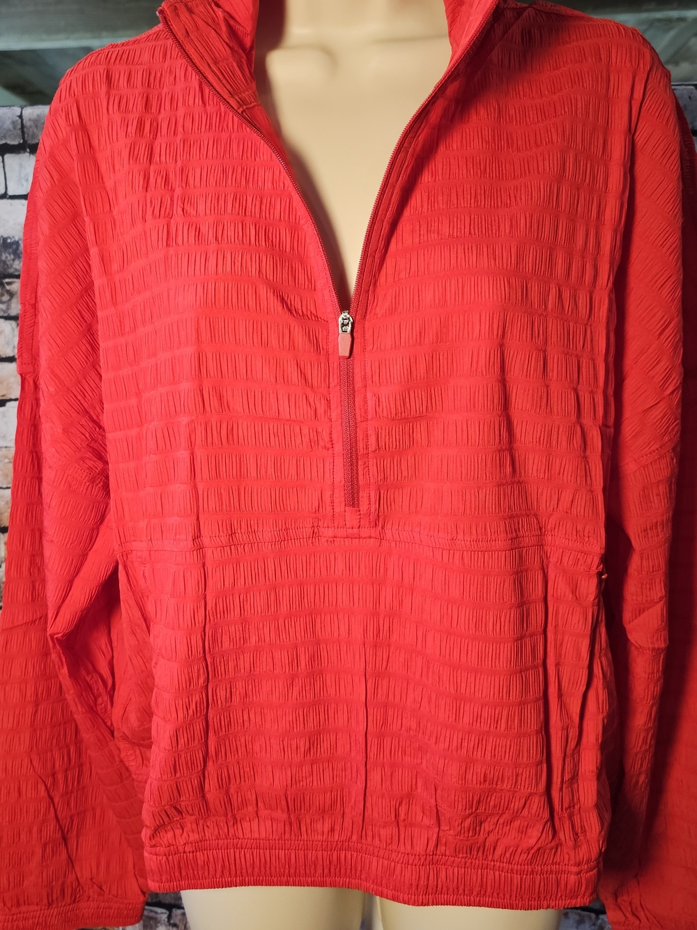SPANX Active Run Jacket Textured Half Zip Pullover Red NWT Medium